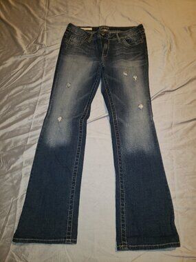 Decree Distressed Bootcut Jeans Size 13 Juniors Dark Wash